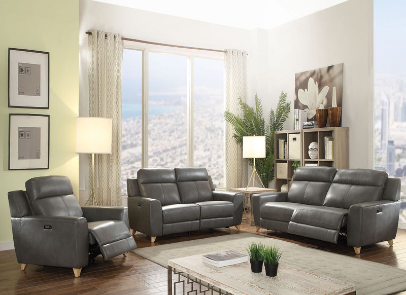 Cayden - Sofa - Gray Leather-Aire Match - Grand Furniture GA