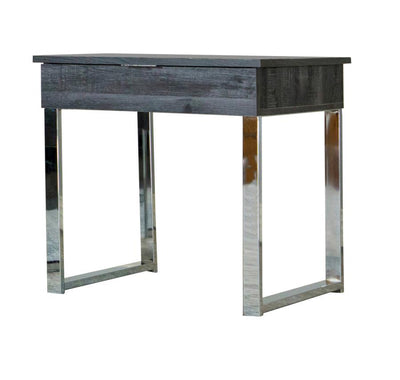 Baines - Square 1-Drawer End Table - Dark Charcoal and Chrome.