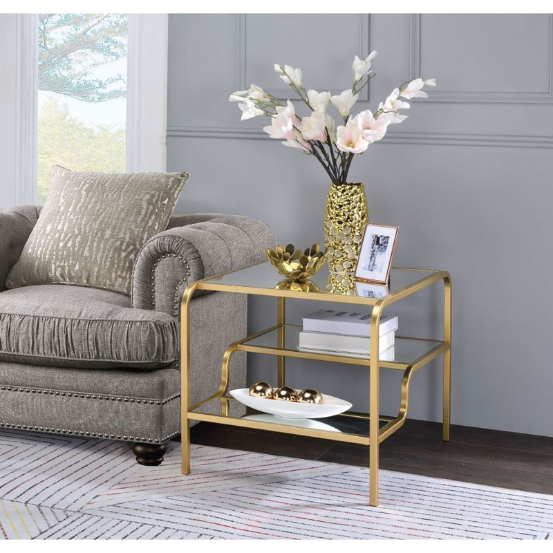 Astrid - End Table - Gold & Mirror - Grand Furniture GA