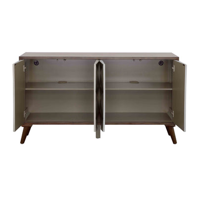 Mt.Rainier - Four Door Credenza - Brown & Silver