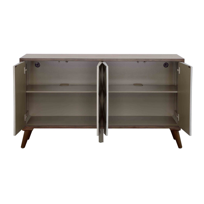 Mt.Rainier - Four Door Credenza - Brown & Silver