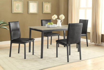 Garza - 5-Piece Dining Room Set - Weathered Grey and Black.