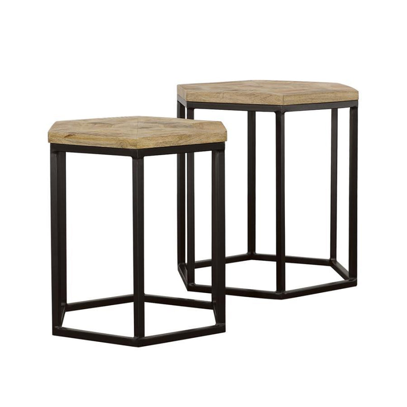 Adger - 2-Piece Hexagon Nesting Tables - Natural and Black.