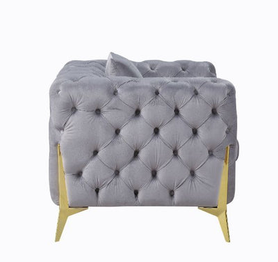 Jelanea - Chair - Gray Velvet & Gold Finish - 30"