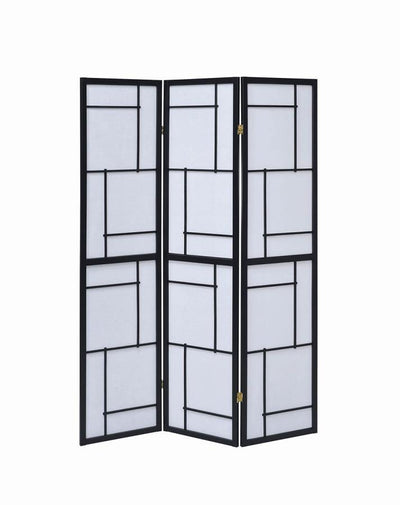 Damis - 3-Panel Folding Floor Screen - Black And White - Room Dividers - Grand Furniture GA