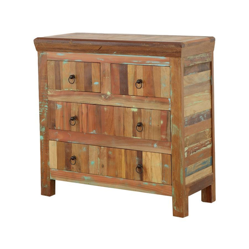 Harper - 4-Drawer Accent Cabinet Reclaimed Wood.