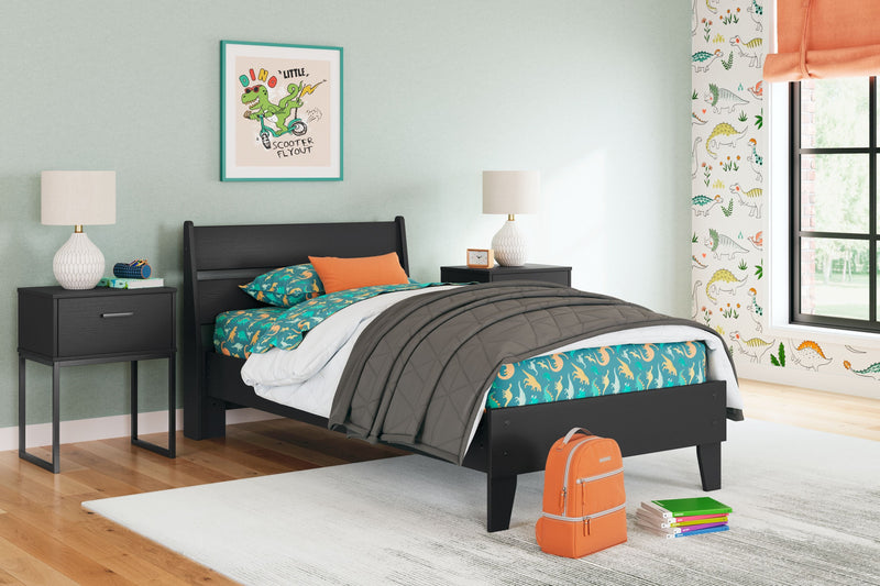 Socalle - Black - Twin Panel Platform Bed