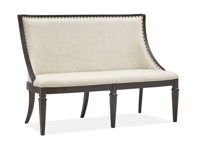 Calistoga - Bench With Upholstered Seat & Back - Weathered Charcoal.