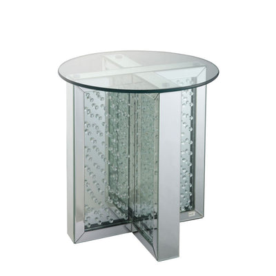 Nysa - End Table - Mirrored & Faux Crystals - 23"