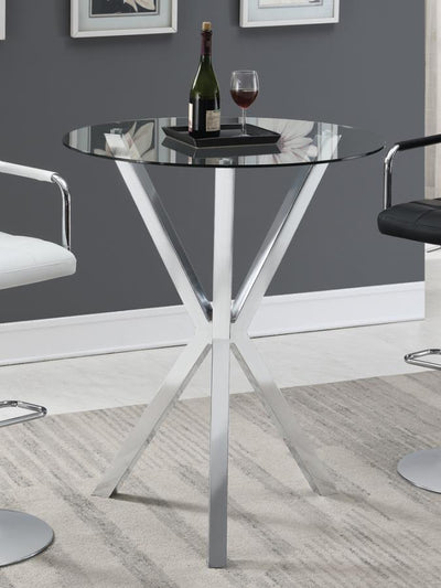 Denali - Round Glass Top Bar Table - Chrome.