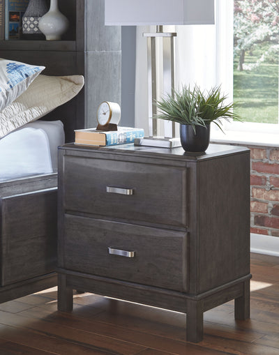 Caitbrook - Gray - Two Drawer Night Stand.