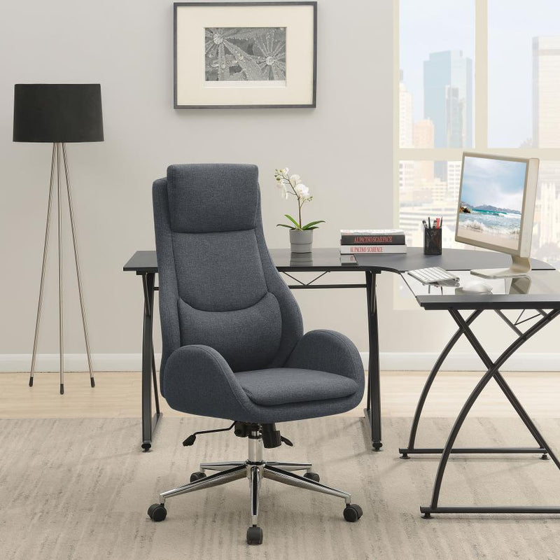 Cruz - Upholstered Office Chair With Padded Seat - Grey and Chrome.