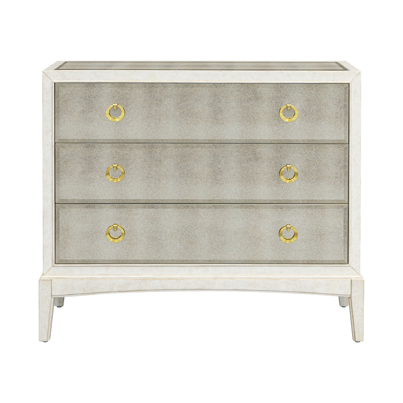 Bronze Mirror Glam Hall Chest - White