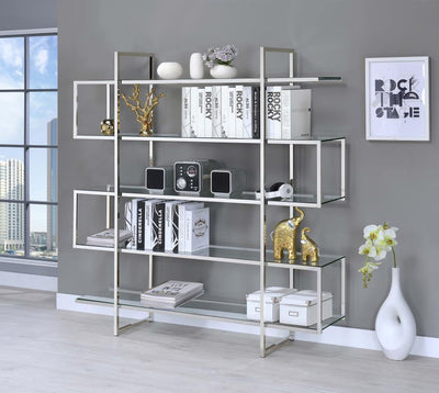 Elmer - 5-Shelf Bookcase - Chrome and Clear.