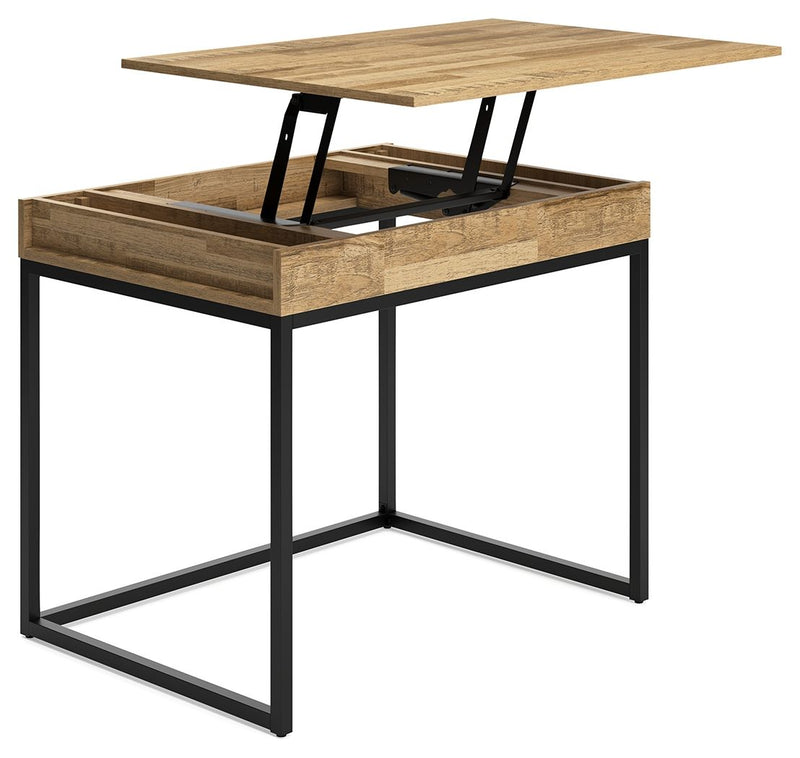 Gerdanet - Light Brown / Black - Home Office Lift Top Desk.