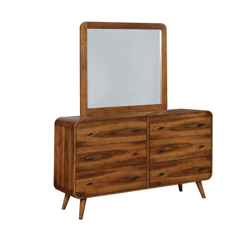 Robyn - 6-Drawer Dresser With Mirror - Dark Walnut