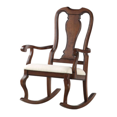 Sheim - Rocking Chair - Beige Fabric & Cherry - Grand Furniture GA
