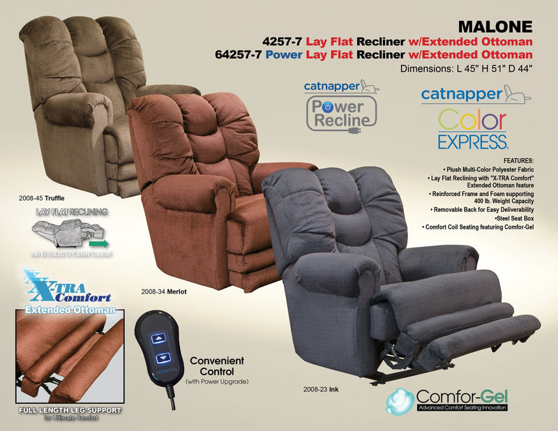 Malone - Lay Flat Recliner With Extended Ottoman