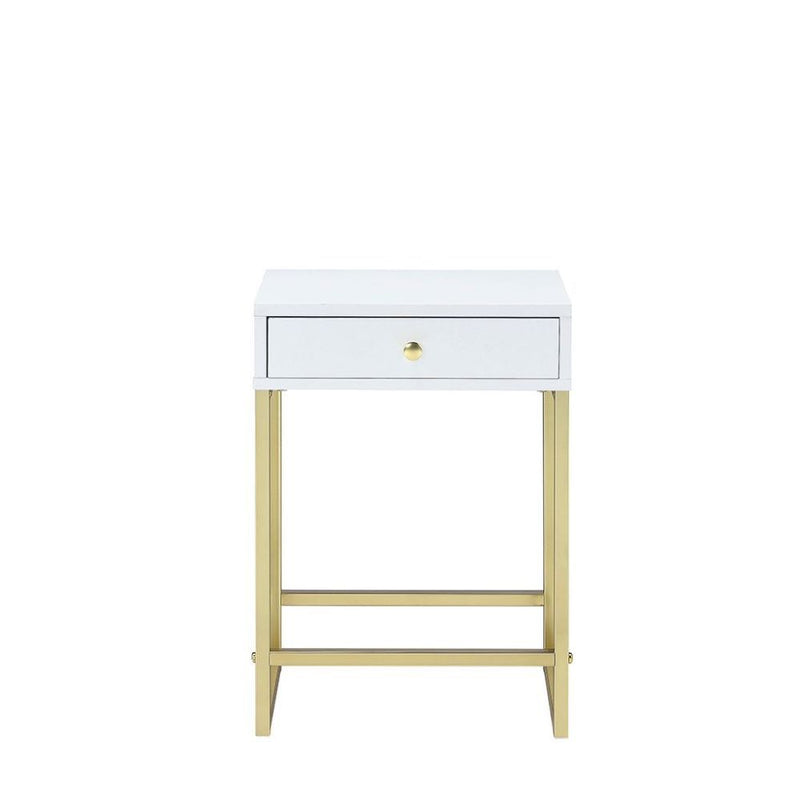 Coleen - Accent Table - White & Brass - Grand Furniture GA