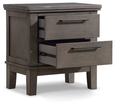 Hallanden - Gray - Two Drawer Night Stand.