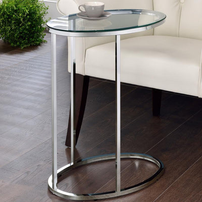 Kyle - Oval Snack Table - Chrome And Clear