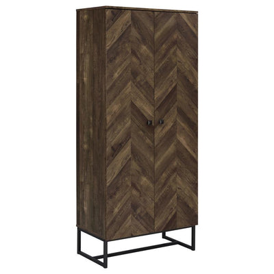 Carolyn - 2-Door Accent Cabinet - Rustic Oak and Gunmetal - Wood.