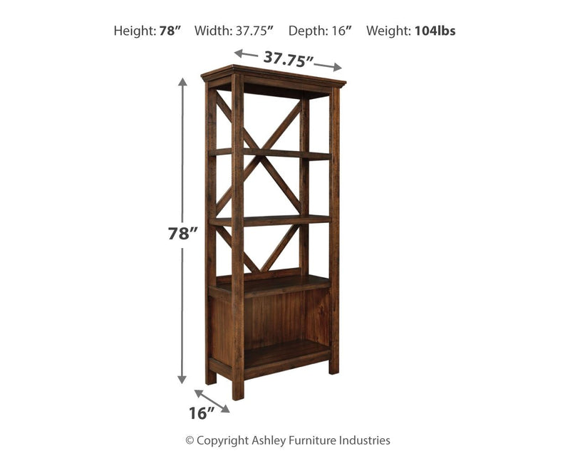 Baldridge - Rustic Brown - Large Bookcase.