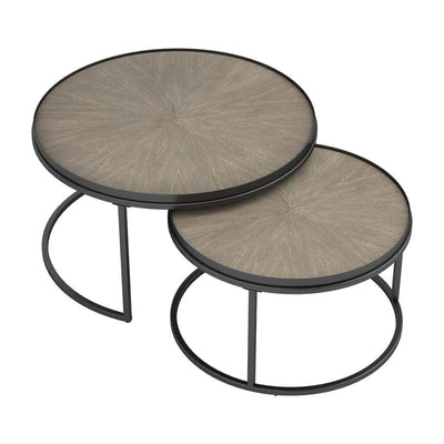 Rodrigo - 2-Piece Round Nesting Tables - Weathered Elm.