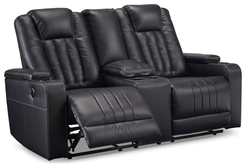 Center Point - Black - Dbl Rec Loveseat W/Console - Reclining Loveseats - Grand Furniture GA