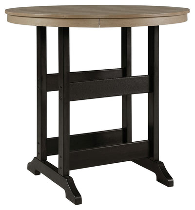 Fairen Trail - Black / Driftwood - Round Bar Table W/Umb Opt.