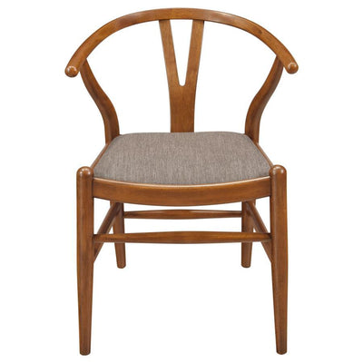 Dinah - Danish Y-Shaped Back Wishbone Dining Side Chair (Set of 2) - Walnut And Brown