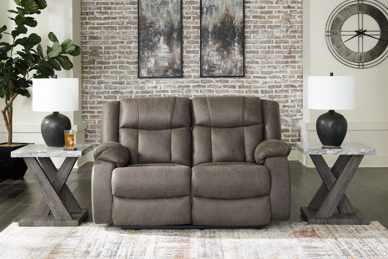 First Base - Gunmetal - Reclining Loveseat.