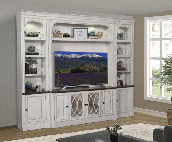 Provence - 4 Piece Modular Entertainment Wall - Vintage Alabaster