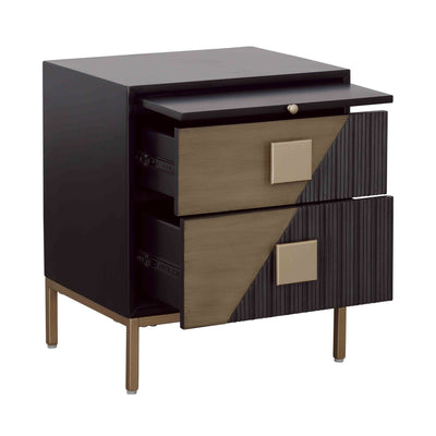 Two Drawer Chairside With Pullout Shelf - Midnight Hour & Champagne