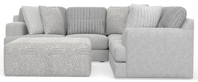 Logan - 2 Piece Upholstered Sectional With Comfort Coil Seating - 46" Cocktail Ottoman And 8 Accent Pillows Included - Moonstruck