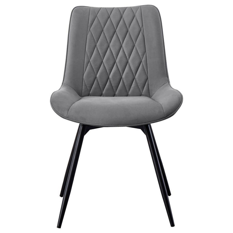 Diggs - Upholstered Tufted Swivel Dining Chairs (Set of 2) - Grey and Gunmetal.