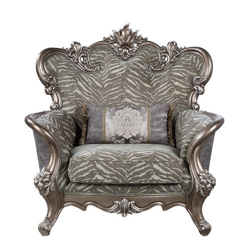 Elozzol - Sofa - Fabric & Antique Bronze Finish - Wood - Grand Furniture GA