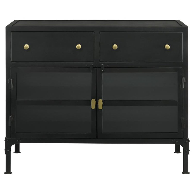 Sadler - 2-Drawer Accent Cabinet With Glass Doors - Black.