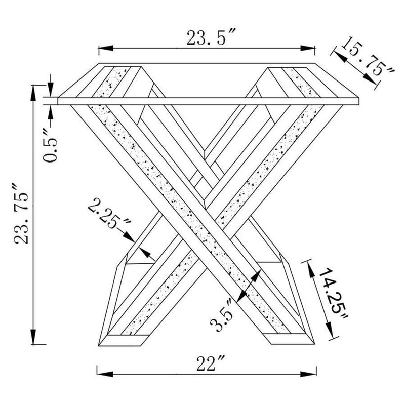 Bonnie - X-Base Rectangle Glass Top End Table - Mirror.