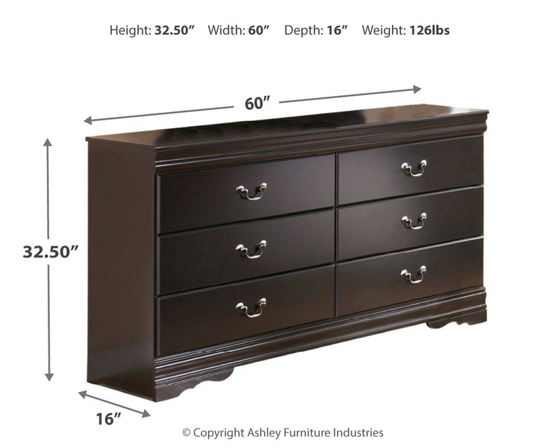 Huey - Black - Six Drawer Dresser.