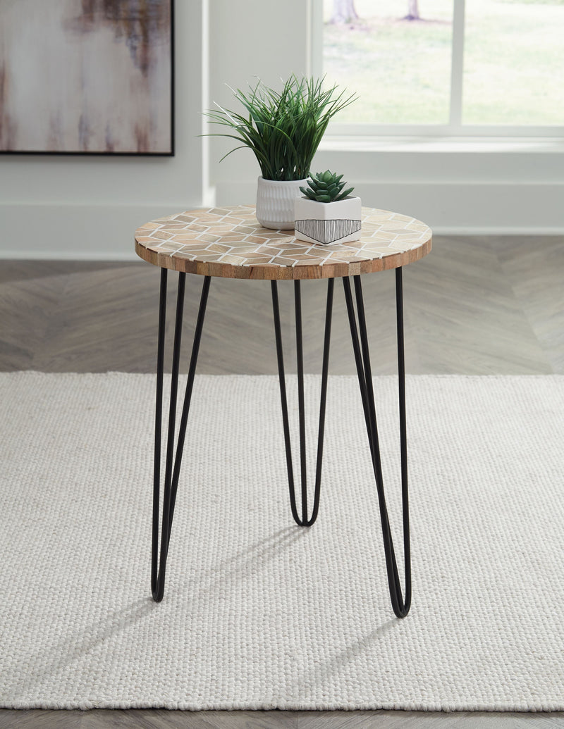Drovelett - White / Light Brown - Accent Table.