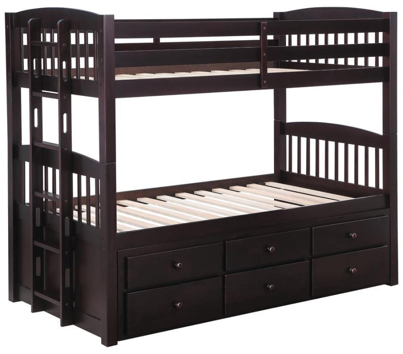 Kensington - Twin Over Twin Bunk Bed With Trundle - Cappuccino