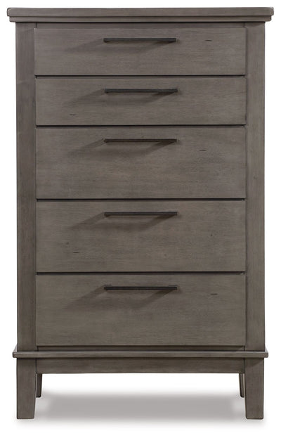 Hallanden - Gray - Five Drawer Chest.