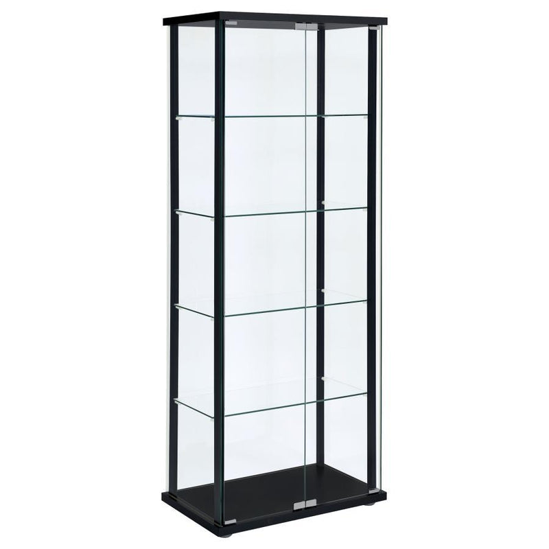 Delphinium - 5-Shelf Glass Curio Cabinet - Black and Clear.