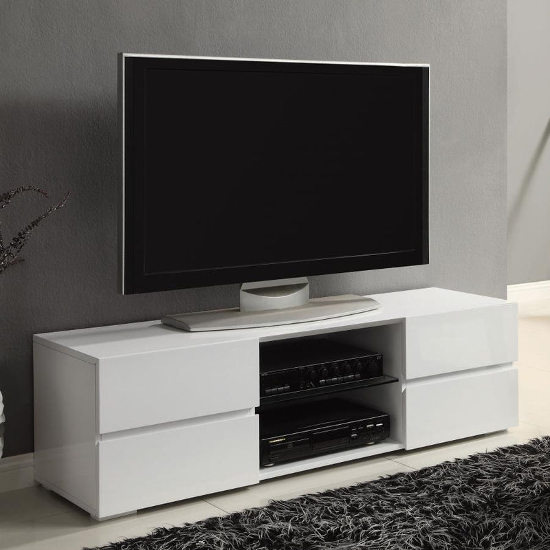 Galvin - 4-Drawer TV Console Glossy - White.