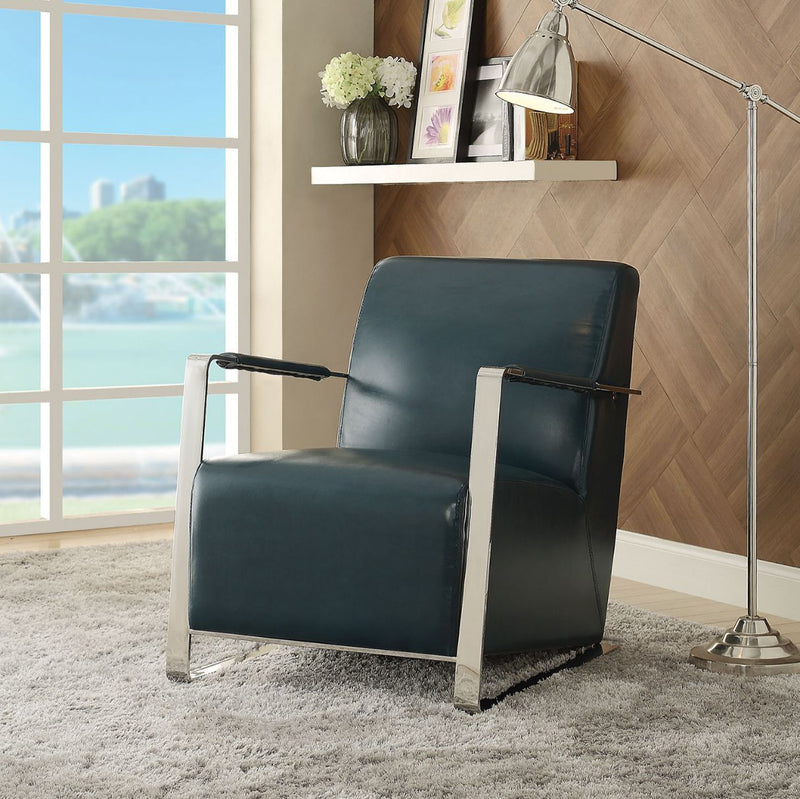 Rafael - Accent Chair - Teal PU & Stainless Steel - Grand Furniture GA