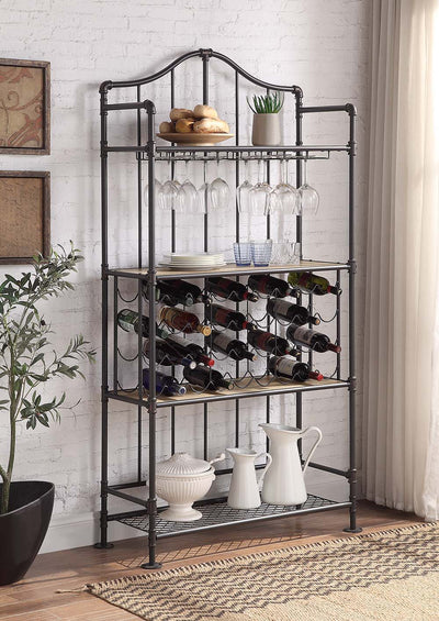 Edina - Wine Cabinet - Oak & Sandy Black Finish - Grand Furniture GA