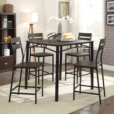 Westport - 5 Piece Counter Height Table Set - Antique Brown / Black - Grand Furniture GA