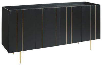 Brentburn - Black / Gold Finish - Accent Cabinet.