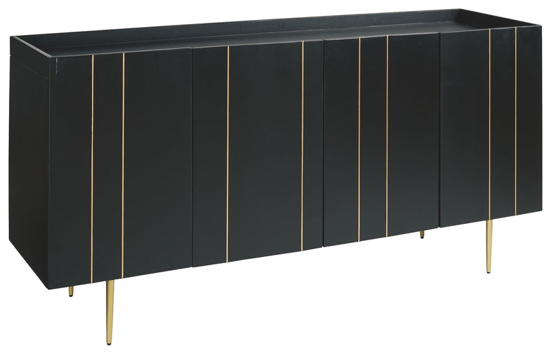 Brentburn - Black / Gold Finish - Accent Cabinet.